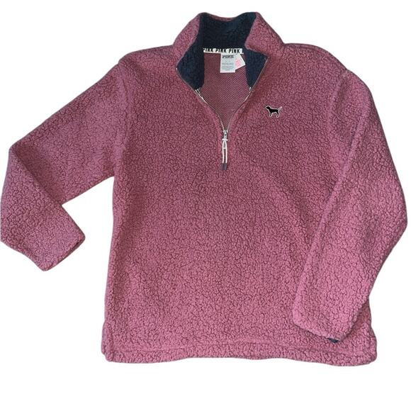 Victoria’s Secret PINK Women’s Pullover Sweatshirt Size Small Sherpa Rose Pink - Picture 1 of 3